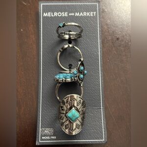 Melrose and Market ring set of 6 silver and turquoise NWT size M/L